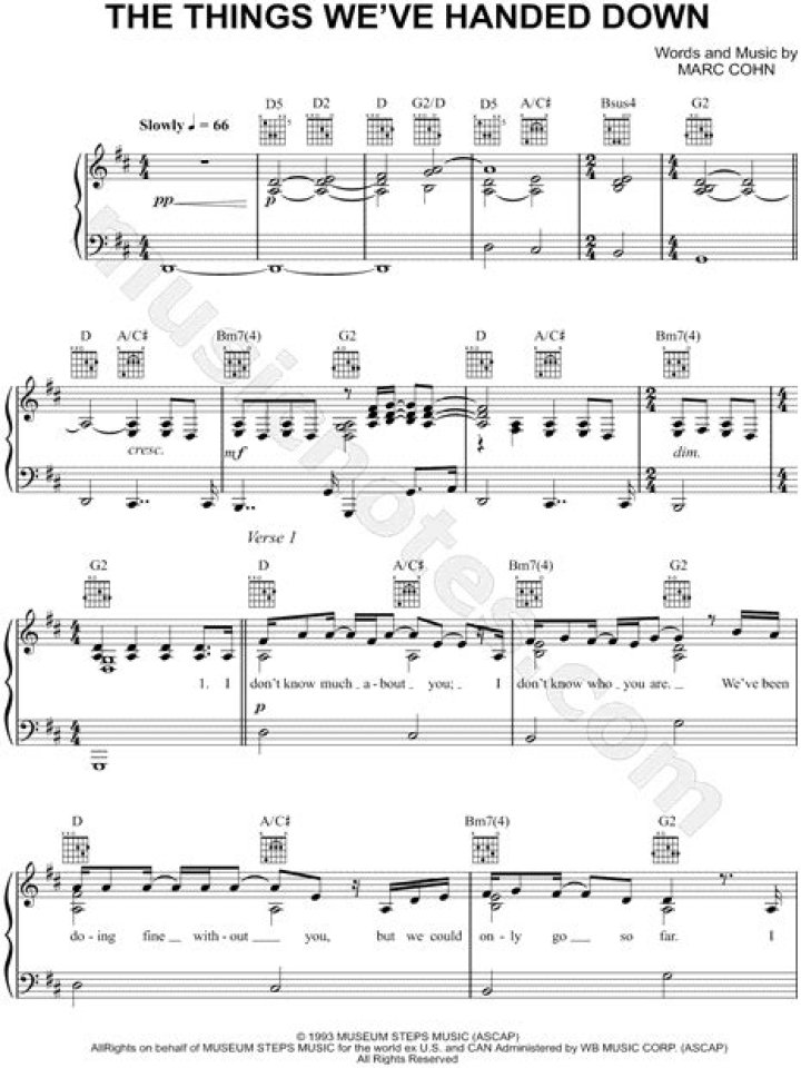 Marc Cohn’s
The Things We’ve Handed Down Lyrics