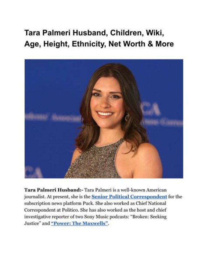 Politico Tara Palmeri Measurements, How Old Tall Is She? Husband and Married Life