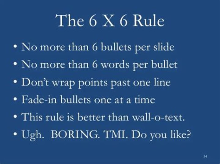 What is the 6×6 rule in presentations